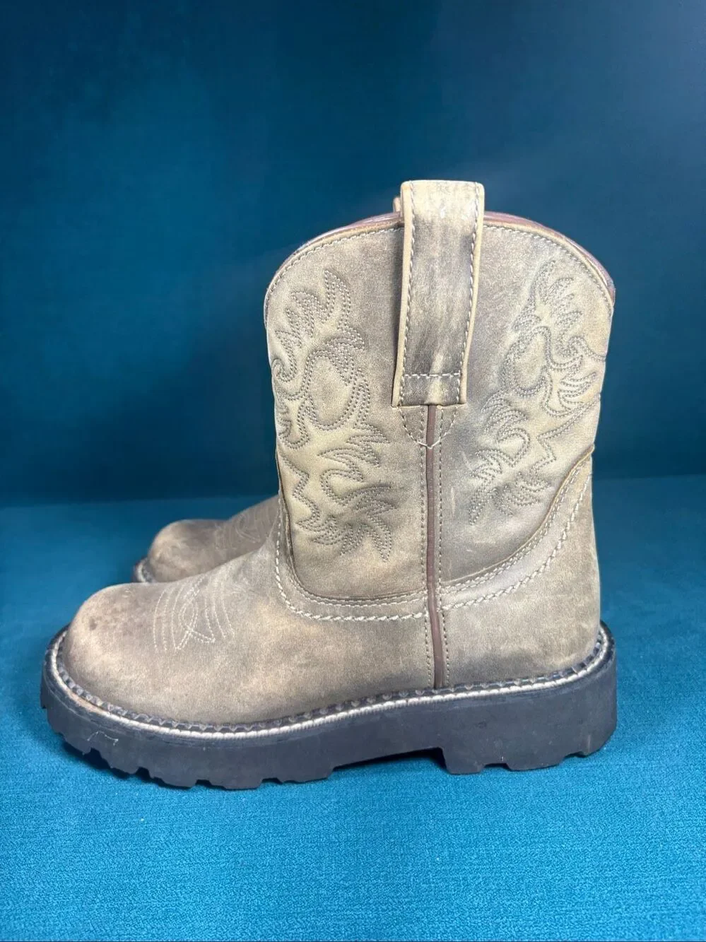 Ariat Fatbaby Womens Size 6.5 B Distressed Brown Leather Western Work Boots